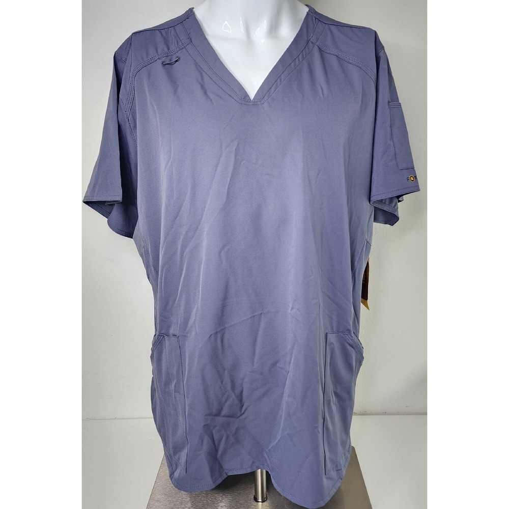 Carhartt Womens 2X‎ Liberty Force Multi Pocket Gray Scrub Top VNeck Vented
